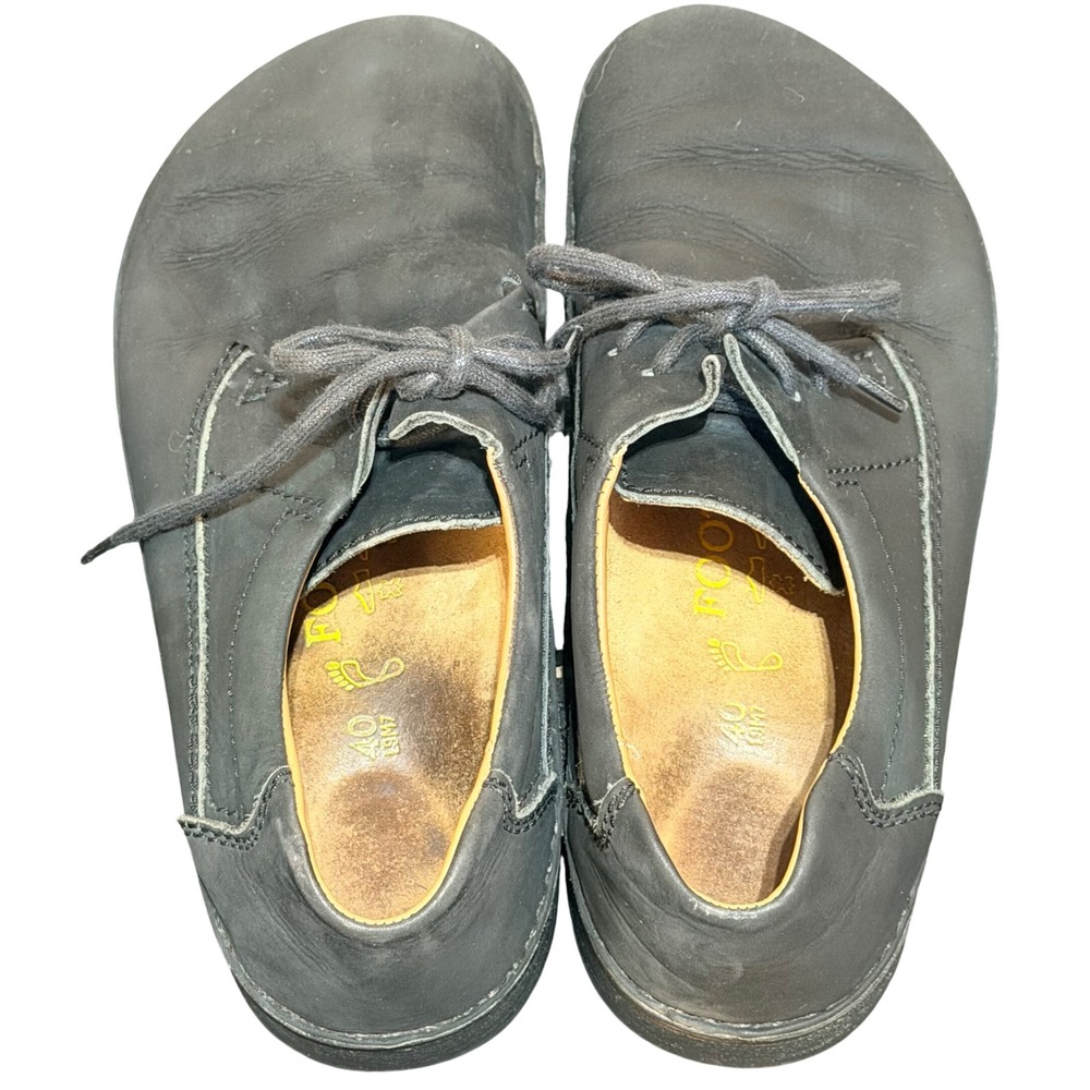 Birkenstock Montana Shoes Mens 7 Womens 9 Black Oiled Leather Lace Up Minimalist